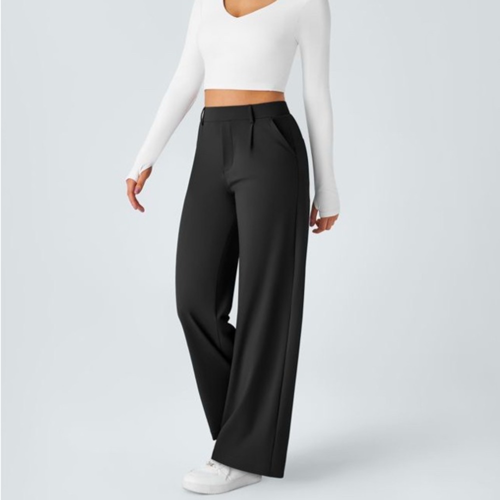 Halara Black Straight Leg, High Waist‎ Pants XL Regular, Capsule Minimalist NWOT